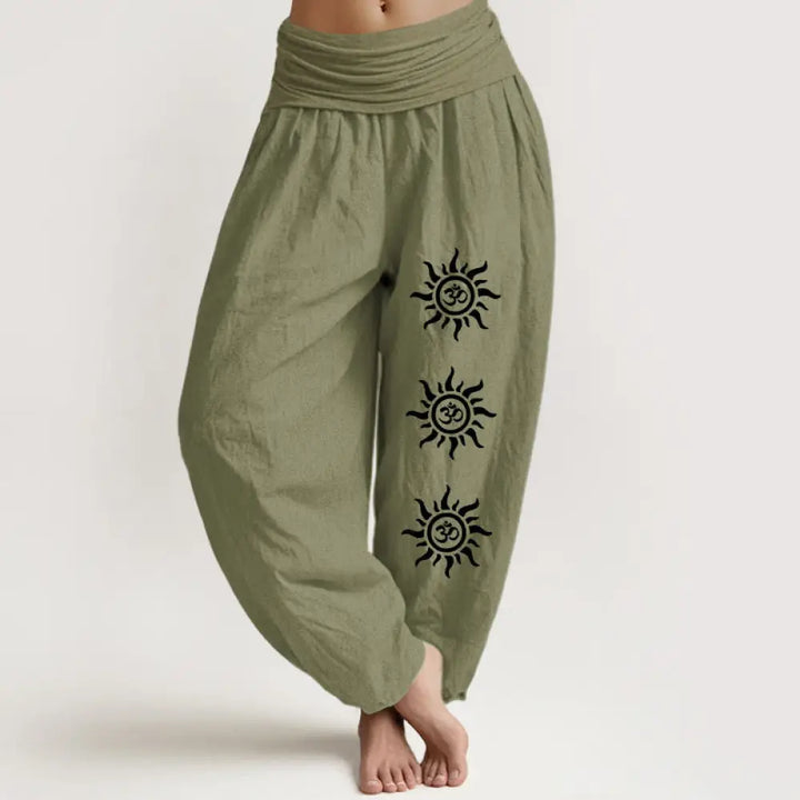 BWOOOH printed harem pants - Solid Color Pure Cotton Sun Om Symbol Pa