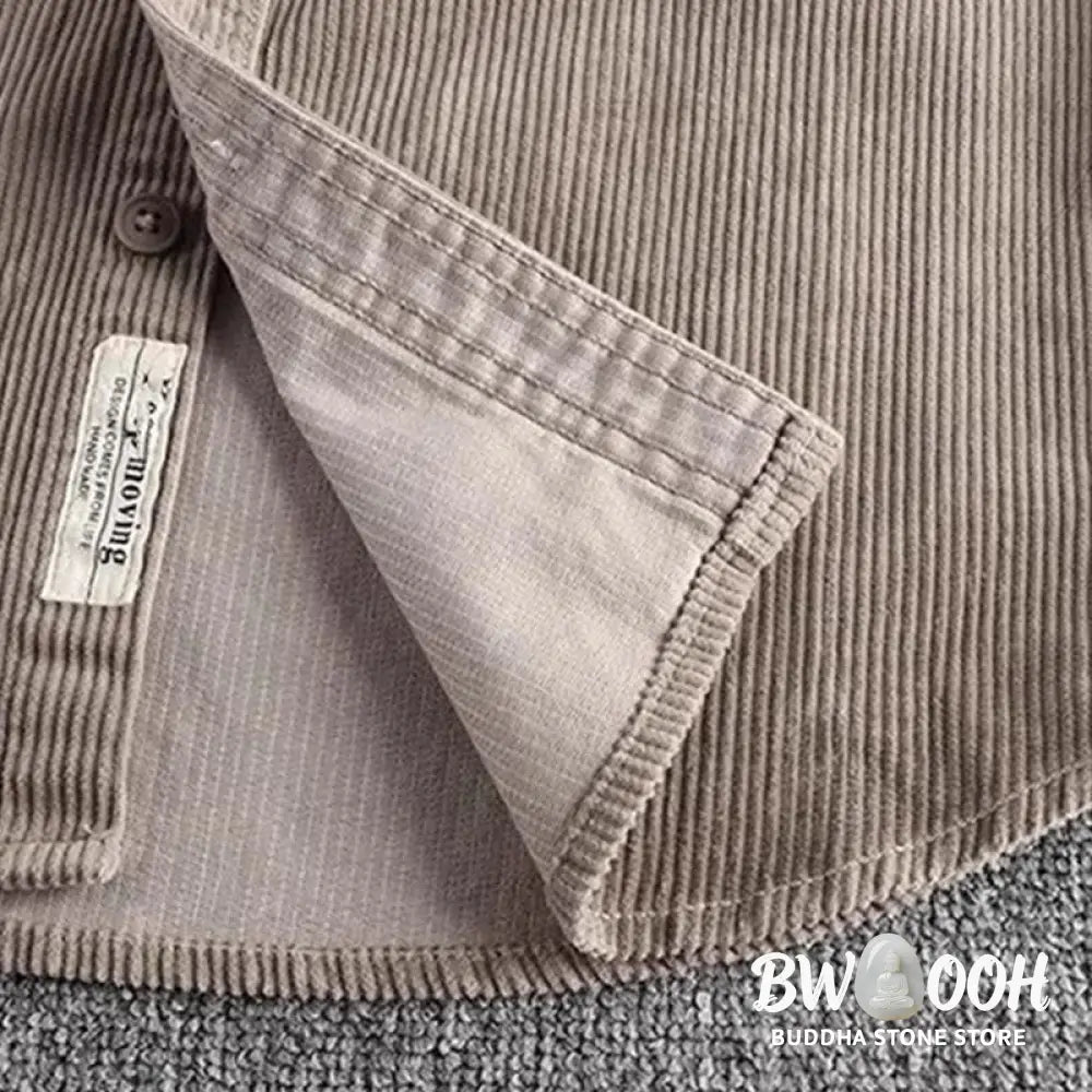 Buddha Stones Solid Color Single Breasted Buttons Men’s Long Sleeve Thickened Jacket With Pockets - Men’s Jacket