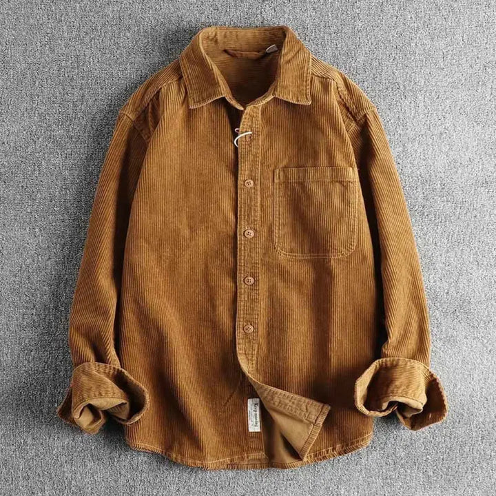 Buddha Stones Solid Color Single Breasted Buttons Men’s Long Sleeve Thickened Jacket With Pockets - Chocolate