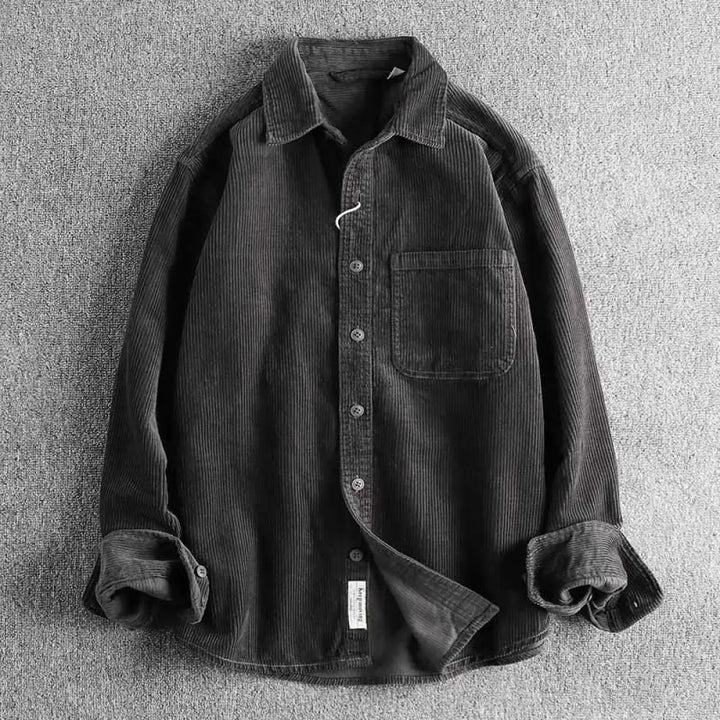Buddha Stones Solid Color Single Breasted Buttons Men’s Long Sleeve Thickened Jacket With Pockets - DimGray