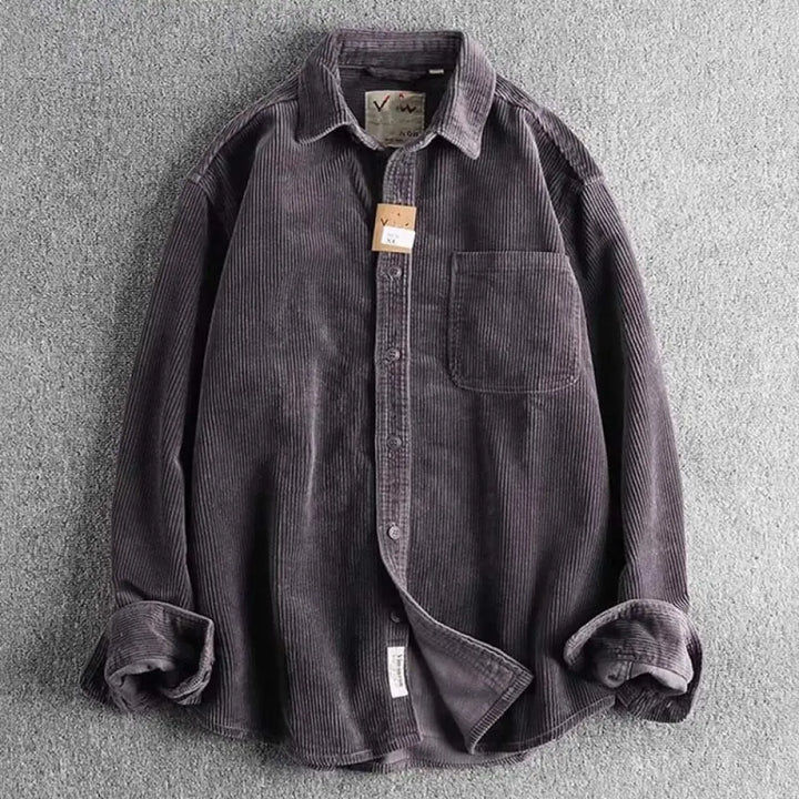 Buddha Stones Solid Color Single Breasted Buttons Men’s Long Sleeve Thickened Jacket With Pockets - Gray