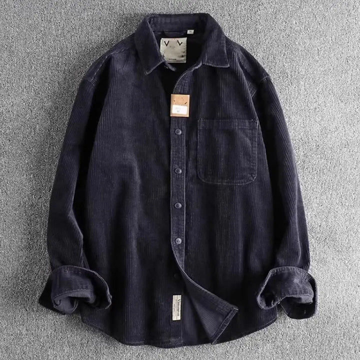 Buddha Stones Solid Color Single Breasted Buttons Men’s Long Sleeve Thickened Jacket With Pockets - MidnightBlue