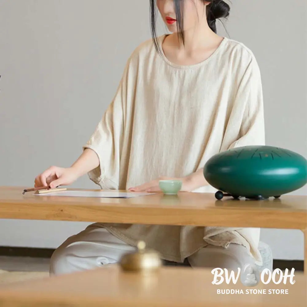 Buddha Stones Solid Color Three Quarter Sleeve Top Loose Tee T-Shirt - Three Quarter Sleeve Top
