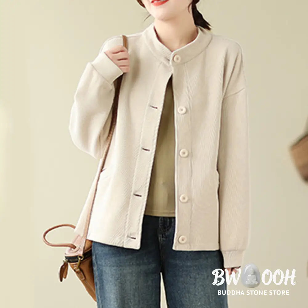 Buddha Stones Solid Color Women’s Long Sleeve Jacket With Pockets - Women’s Jacket