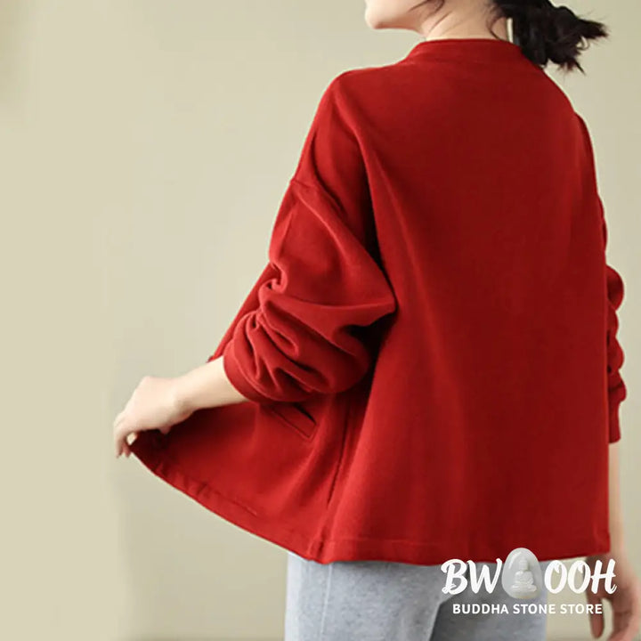 Buddha Stones Solid Color Women’s Long Sleeve Jacket With Pockets - Women’s Jacket