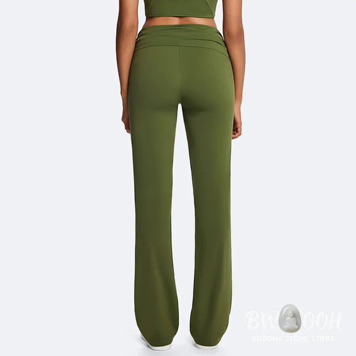 Buddha Stones Solid Crop Halter Backless Sleeveless Top Straight Leg Pants For Sports Fitness Yoga - 2-Piece Outfit