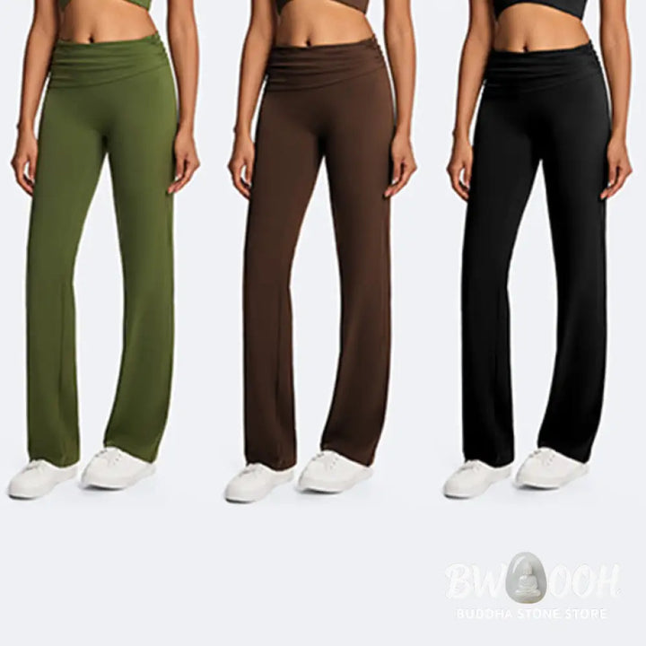 Buddha Stones Solid Crop Halter Backless Sleeveless Top Straight Leg Pants For Sports Fitness Yoga - 2-Piece Outfit