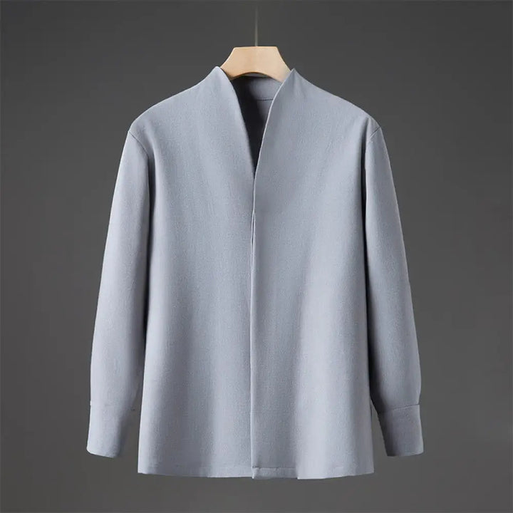 Buddha Stones Solid Fall Long Sleeve Hidden Half Button Design Men’s Shirts - LightBlue / US/UK/AU36，EU46 (L) - Men’s