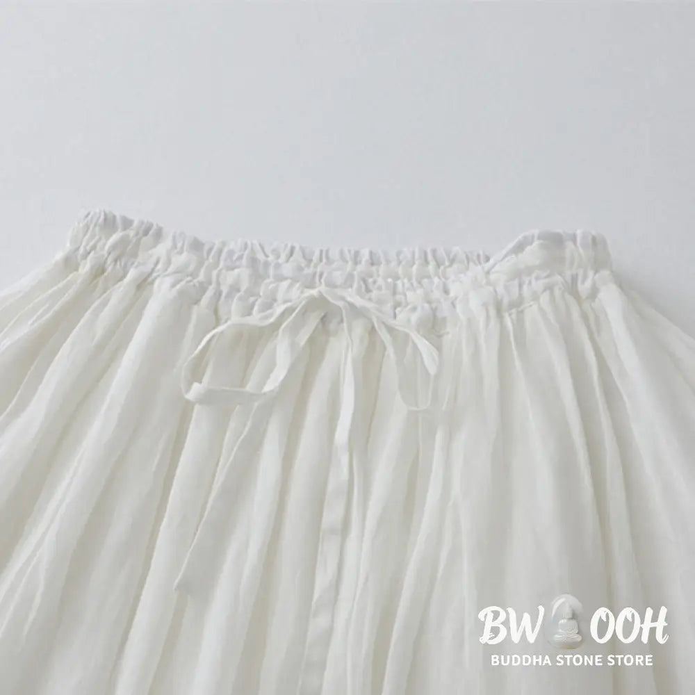 Buddha Stones Solid Lace Elastic Waist Cotton Women’s Skirt - Skirt