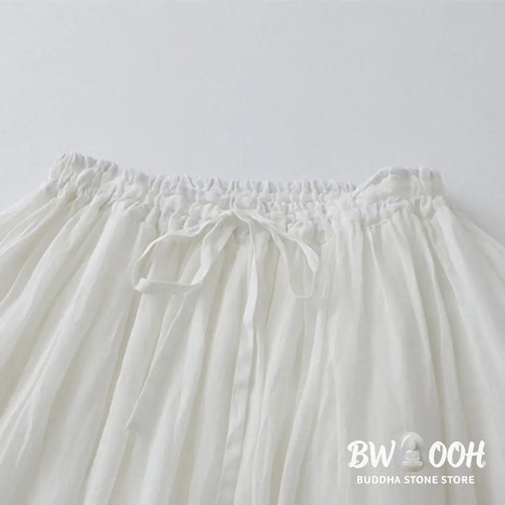 Buddha Stones Solid Lace Elastic Waist Cotton Women’s Skirt - Skirt