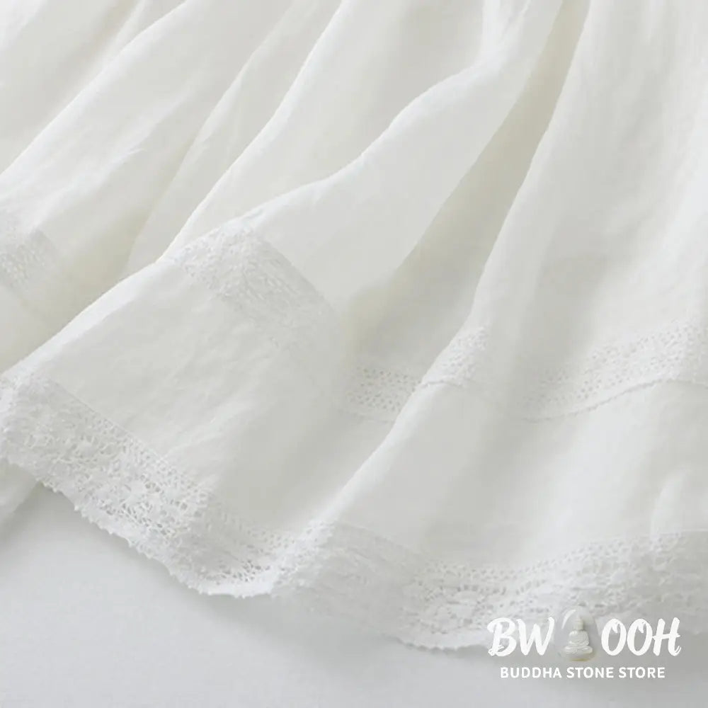 Buddha Stones Solid Lace Elastic Waist Cotton Women’s Skirt - Skirt