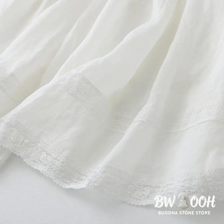 Buddha Stones Solid Lace Elastic Waist Cotton Women’s Skirt - Skirt