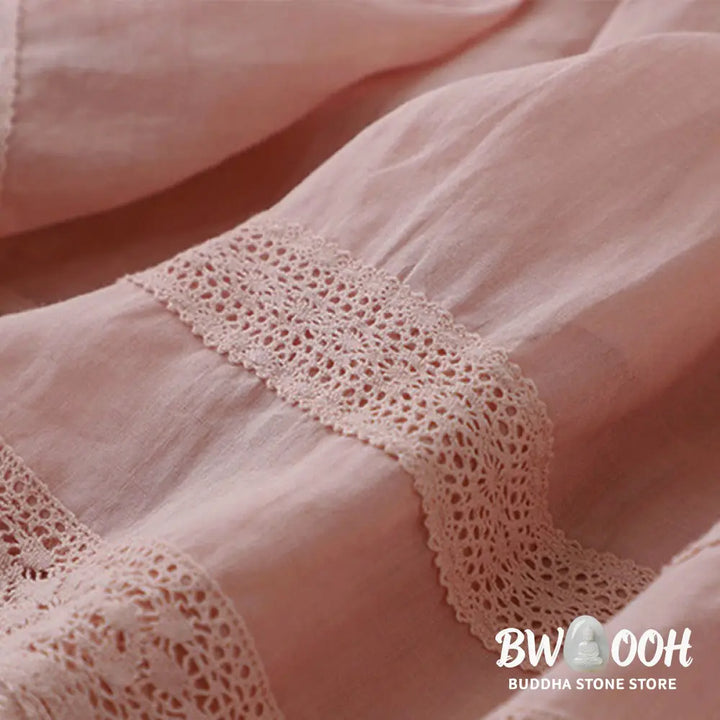 Buddha Stones Solid Lace Elastic Waist Cotton Women’s Skirt - Skirt
