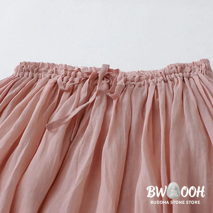 Buddha Stones Solid Lace Elastic Waist Cotton Women’s Skirt - Skirt