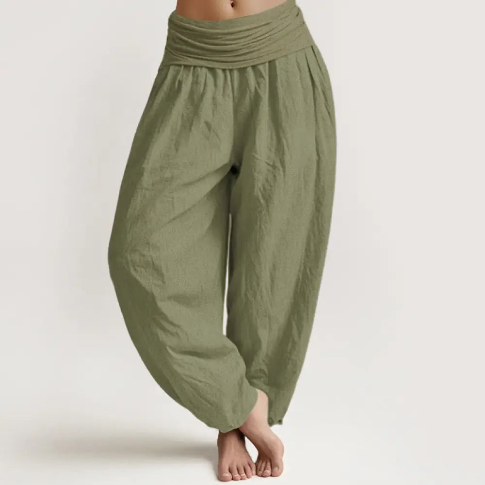 BWOOOH printed harem pants - Solid Olivedrab Women&