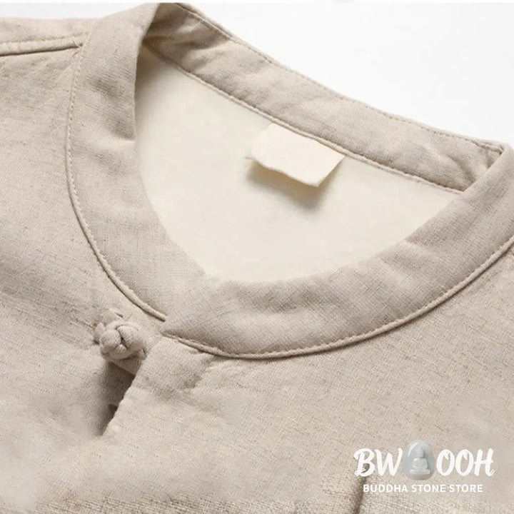 Buddha Stones Solid Tang Suit Traditional Fleece Lined Uniform Long Sleeve Top Pants Men’s Set - Men’s Meditation Cloth