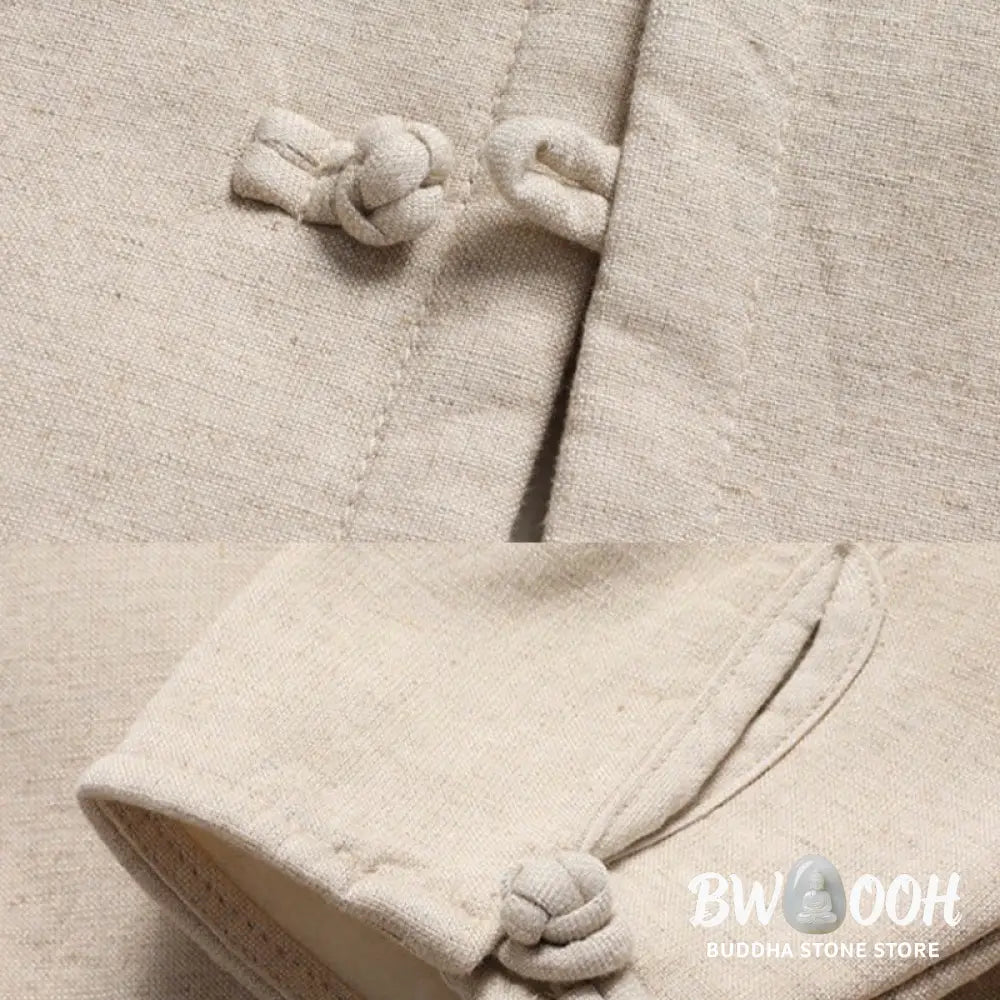 Buddha Stones Solid Tang Suit Traditional Fleece Lined Uniform Long Sleeve Top Pants Men’s Set - Men’s Meditation Cloth
