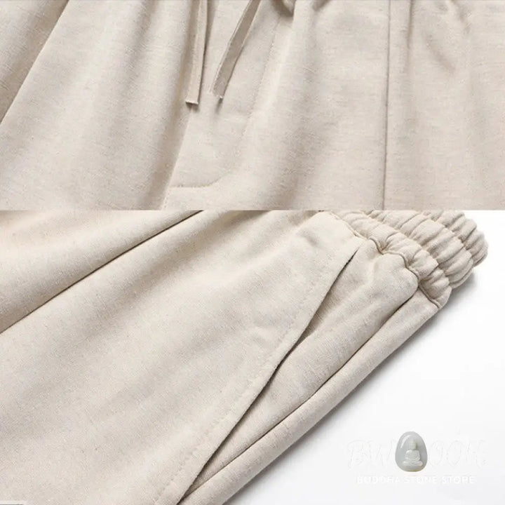 Buddha Stones Solid Tang Suit Traditional Fleece Lined Uniform Long Sleeve Top Pants Men’s Set - Men’s Meditation Cloth