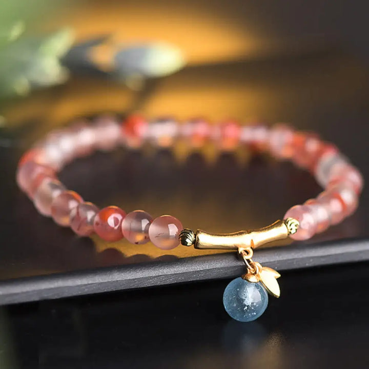 BWOOOH South Red Agate Aquamarine Pearl Hetian Jade Bamboo Flower Fortune Bracelet - BWOOOH - Bracelet