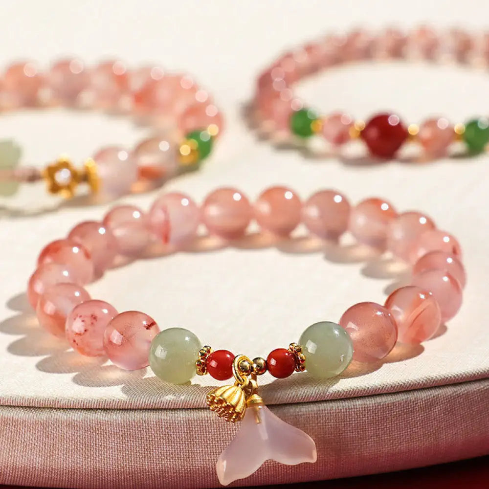 BWOOOH South Red Agate Butterfly Orchid Hetian Jade Luck Bracelet - BWOOOH - Bracelet