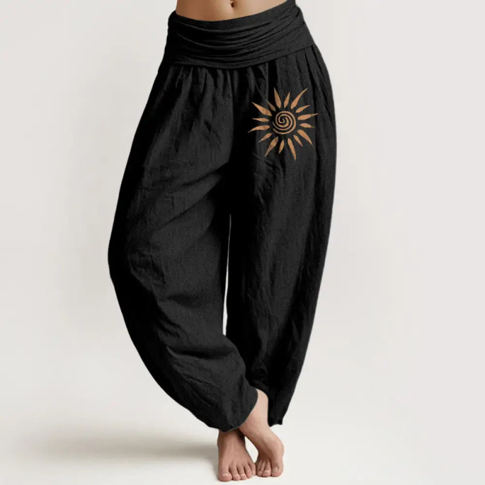 BWOOOH printed harem pants - Spiral Center Sun Pattern Women&