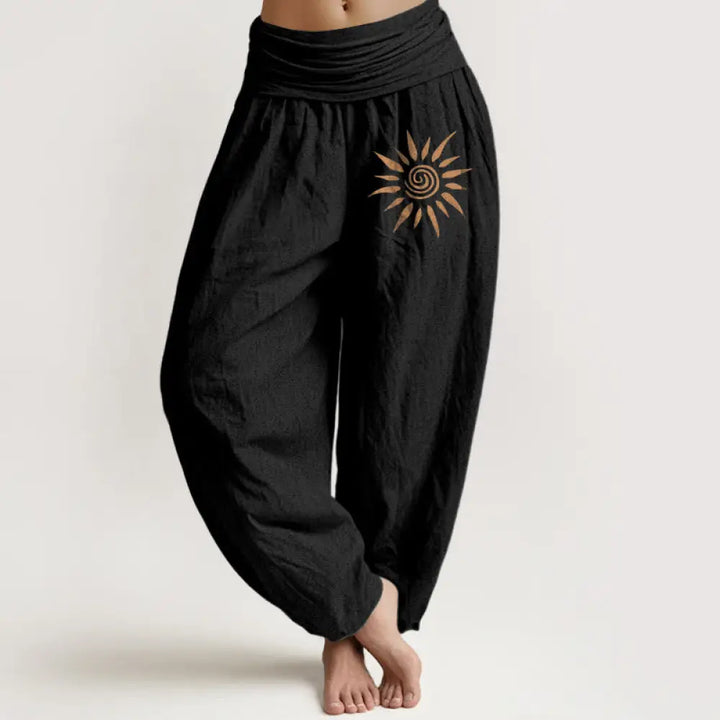BWOOOH printed harem pants - Spiral Center Sun Pattern Women&