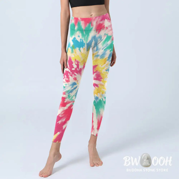 BWOOOH printed yoga leggings - Spiral Shape Print Exercise Leggings Wom