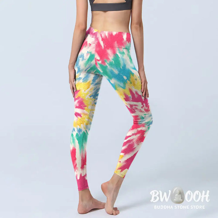 BWOOOH printed yoga leggings - Spiral Shape Print Exercise Leggings Wom