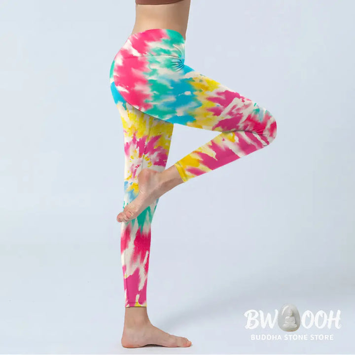 BWOOOH printed yoga leggings - Spiral Shape Print Exercise Leggings Wom