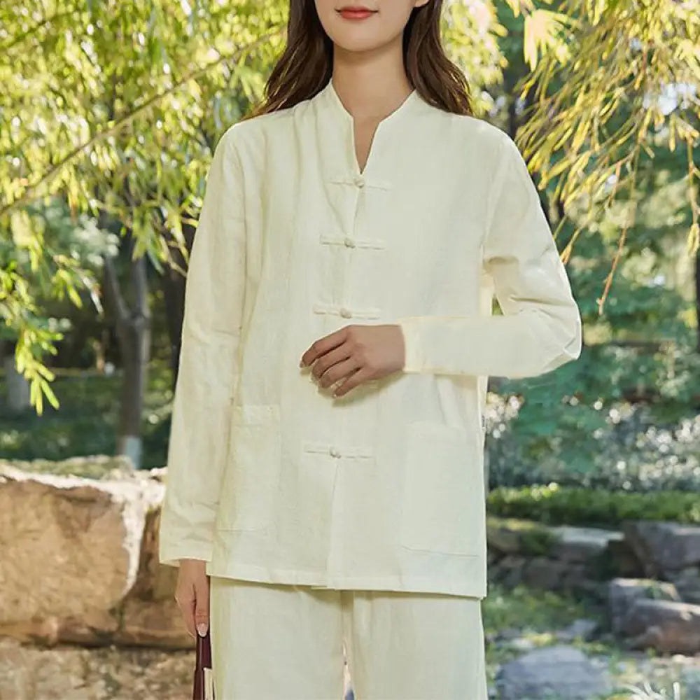 Buddha Stones Spiritual Zen Practice Yoga Meditation Prayer Uniform Cotton Linen Clothing Women&