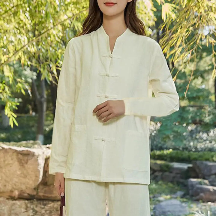 Buddha Stones Spiritual Zen Practice Yoga Meditation Prayer Uniform Cotton Linen Clothing Women&