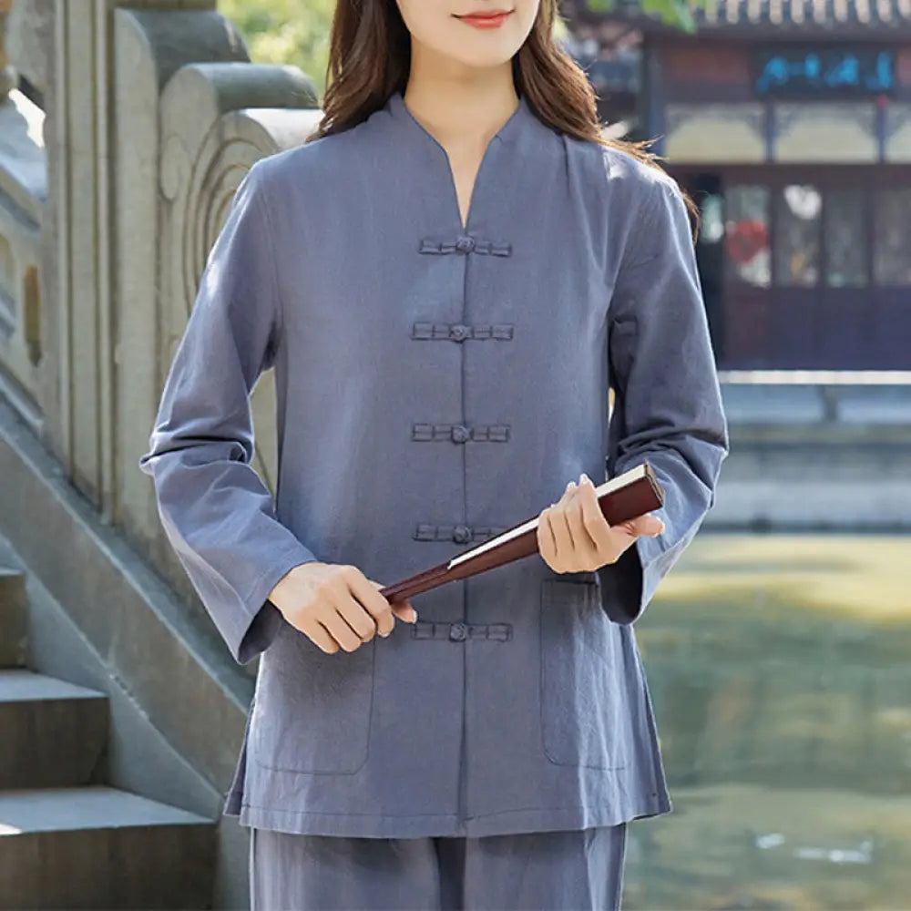 Buddha Stones Spiritual Zen Practice Yoga Meditation Prayer Uniform Cotton Linen Clothing Women&
