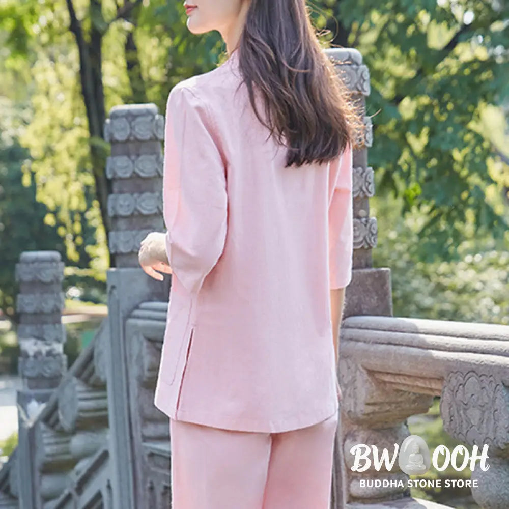 Buddha Stones Spiritual Zen Practice Yoga Meditation Prayer Uniform Cotton Linen Clothing Women&