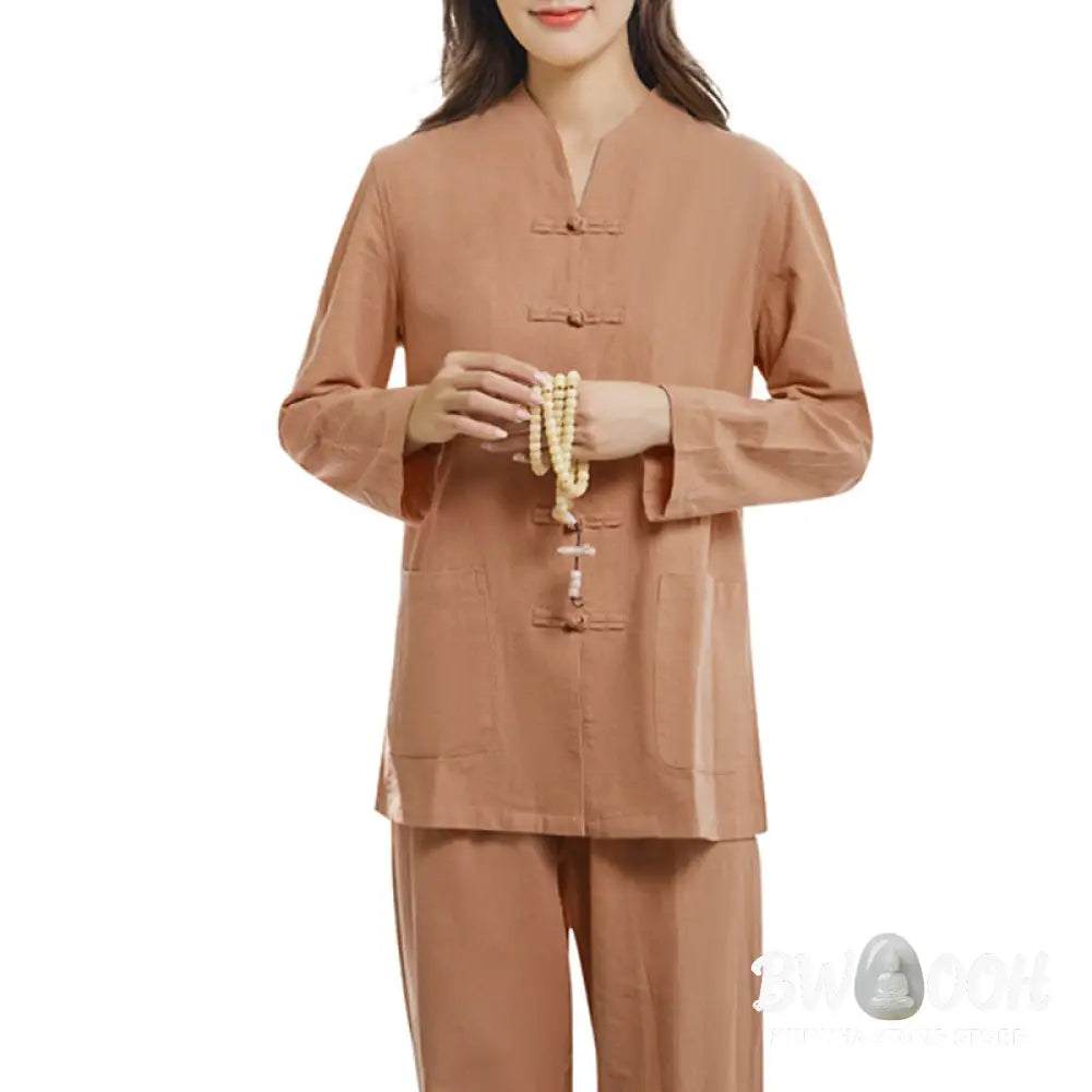 Buddha Stones Spiritual Zen Practice Yoga Meditation Prayer Uniform Cotton Linen Clothing Women&