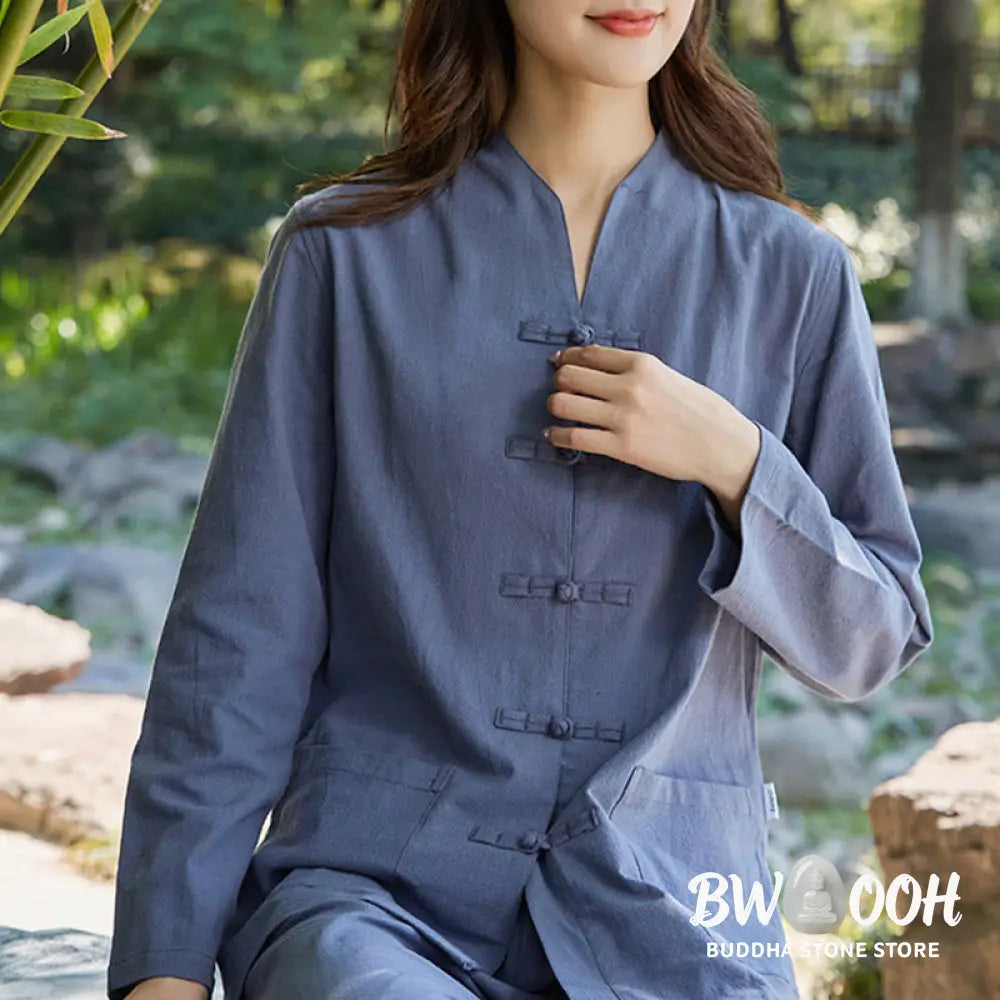 Buddha Stones Spiritual Zen Practice Yoga Meditation Prayer Uniform Cotton Linen Clothing Women&
