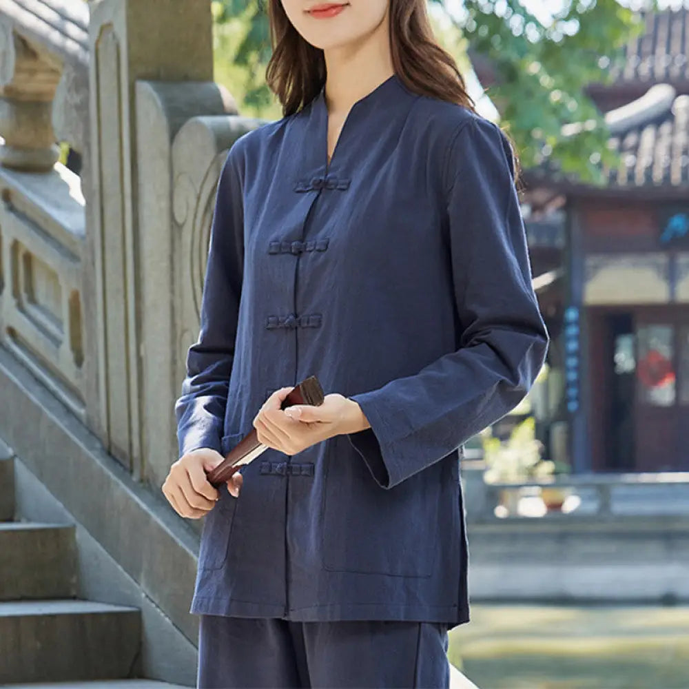 Buddha Stones Spiritual Zen Practice Yoga Meditation Prayer Uniform Cotton Linen Clothing Women&