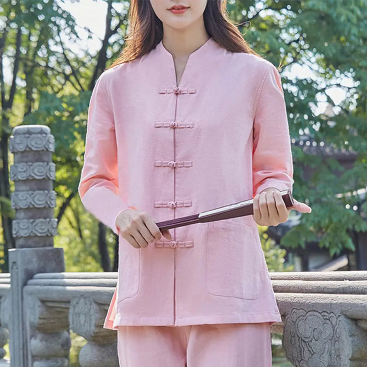 Buddha Stones Spiritual Zen Practice Yoga Meditation Prayer Uniform Cotton Linen Clothing Women&