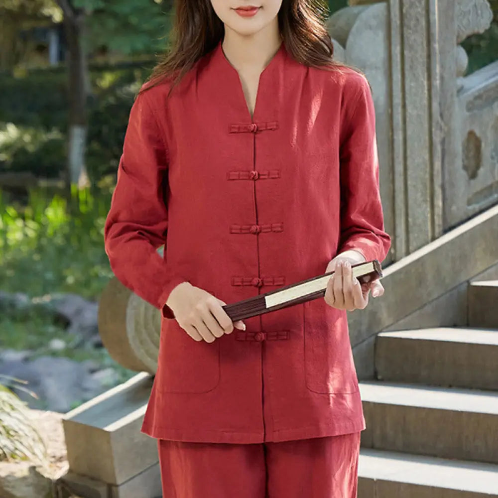 Buddha Stones Spiritual Zen Practice Yoga Meditation Prayer Uniform Cotton Linen Clothing Women&