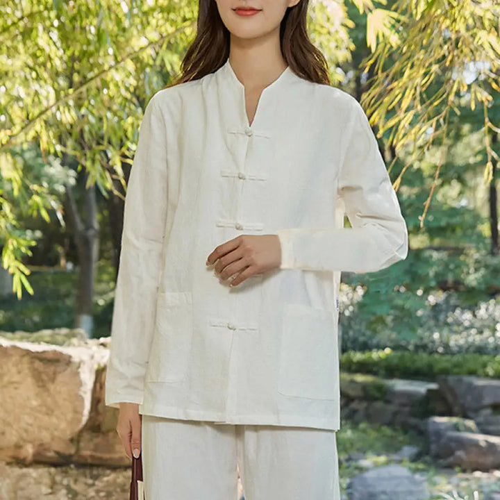 Buddha Stones Spiritual Zen Practice Yoga Meditation Prayer Uniform Cotton Linen Clothing Women&