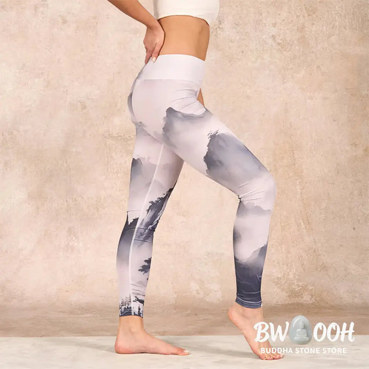 BWOOOH printed yoga leggings - Splash-ink Landscape Painting Print Fitn
