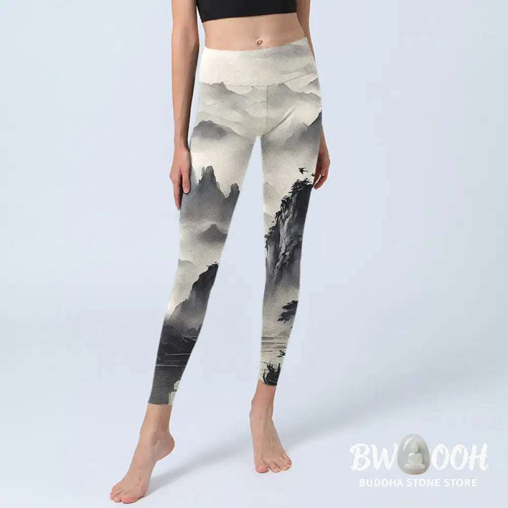 BWOOOH printed yoga leggings - Splash-ink Landscape Painting Print Fitn