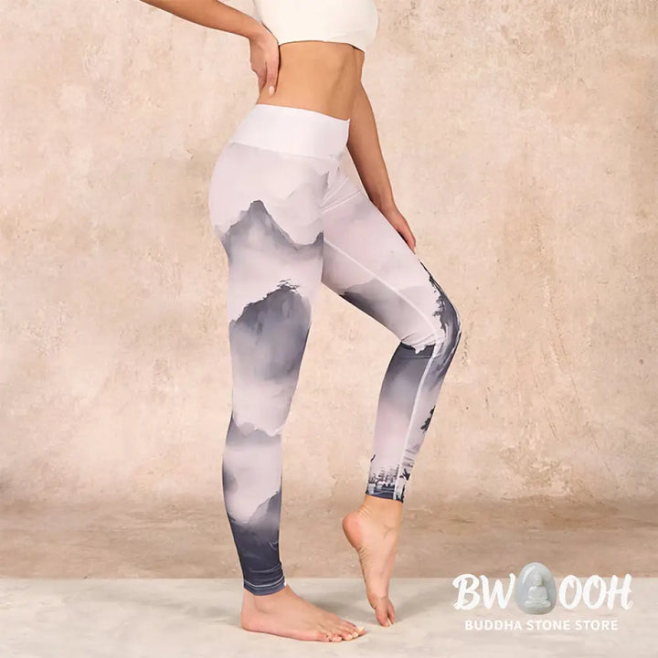 BWOOOH printed yoga leggings - Splash-ink Landscape Painting Print Fitn