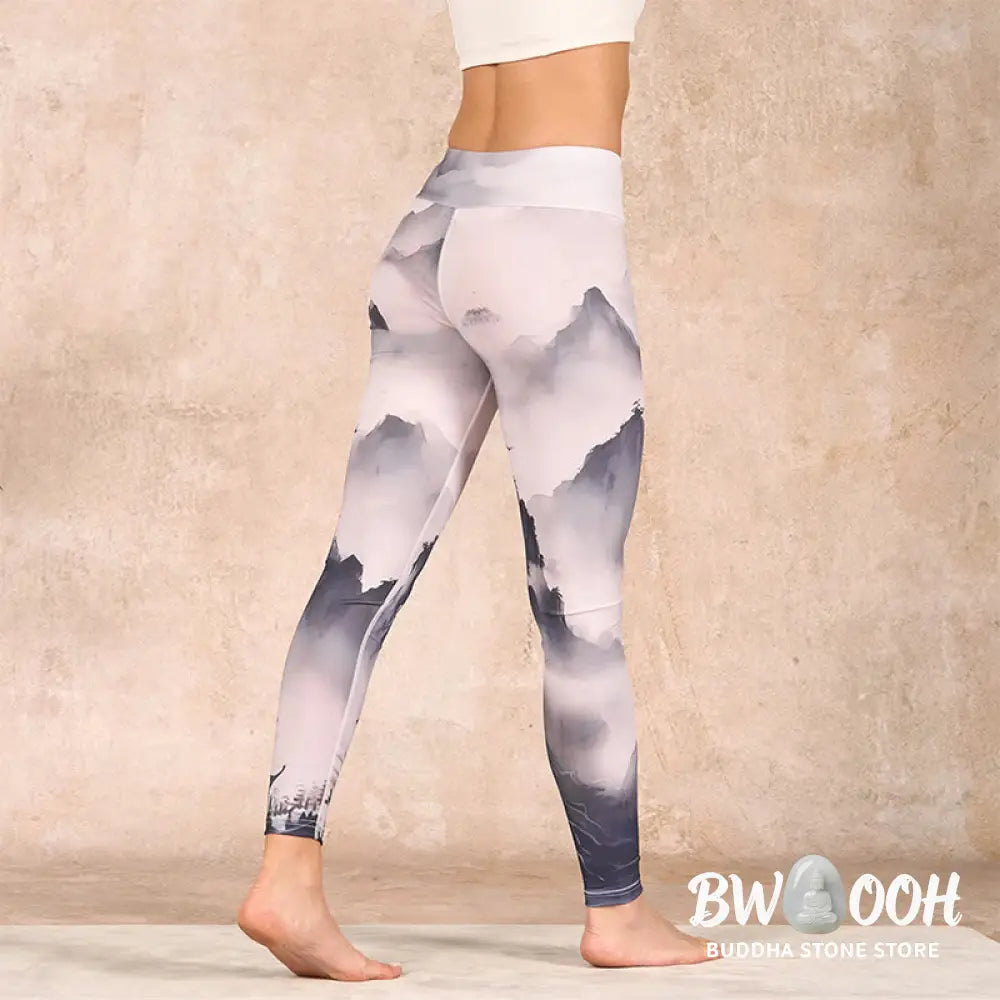 BWOOOH printed yoga leggings - Splash-ink Landscape Painting Print Fitn