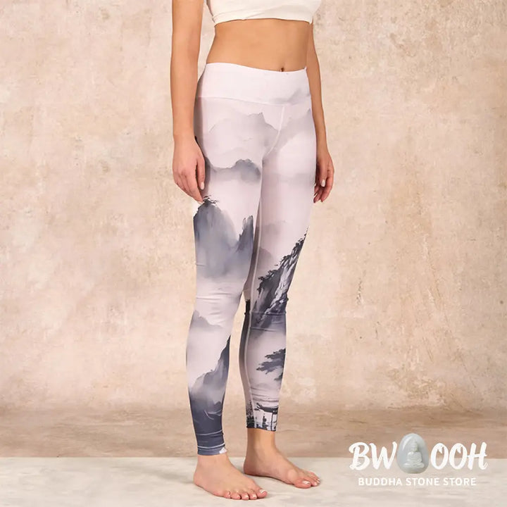 BWOOOH printed yoga leggings - Splash-ink Landscape Painting Print Fitn