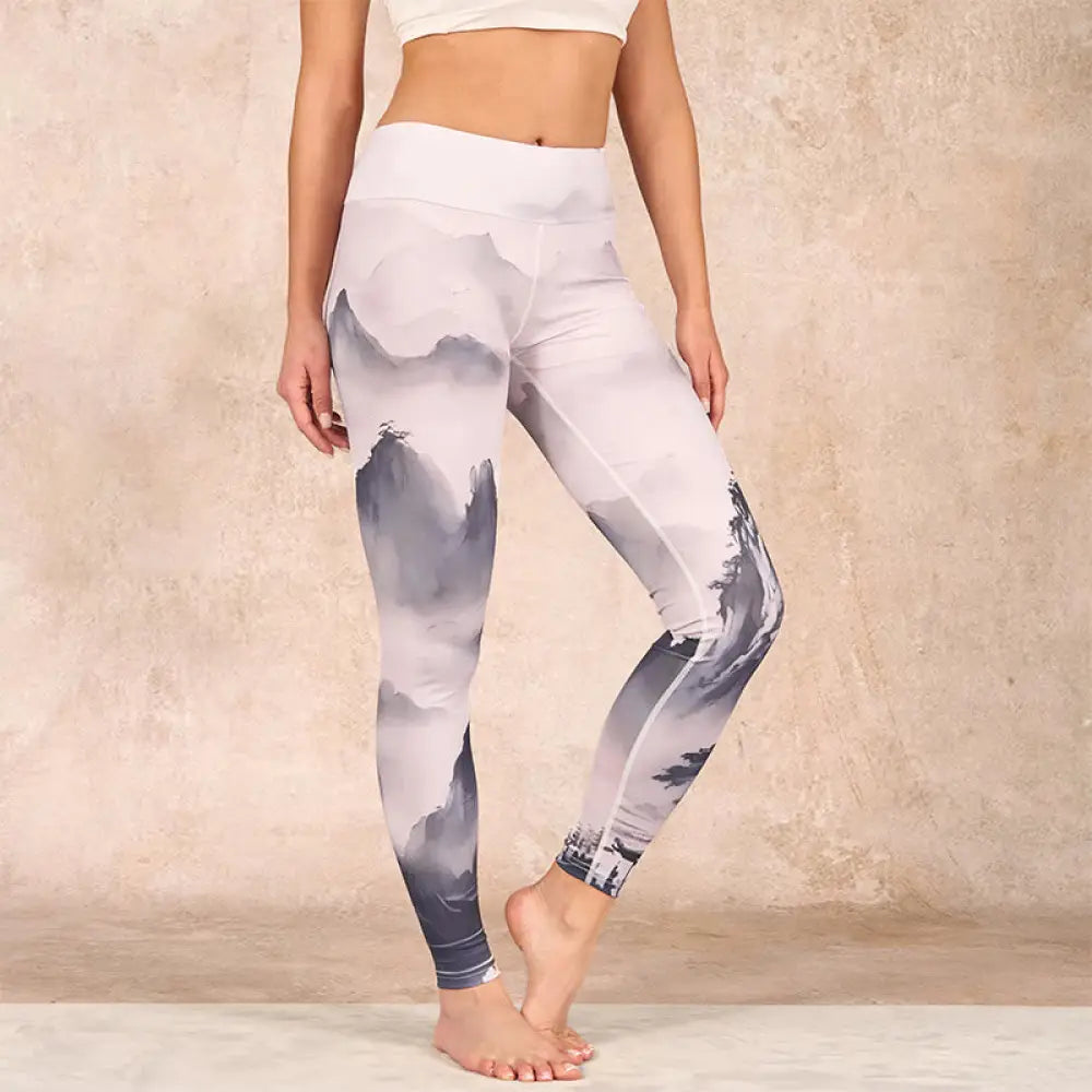 BWOOOH printed yoga leggings - Splash-ink Landscape Painting Print Fitn