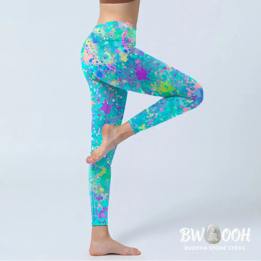 BWOOOH printed yoga leggings - Splash Ink Print Exercise Leggings Women