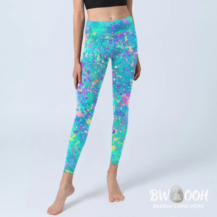 BWOOOH printed yoga leggings - Splash Ink Print Exercise Leggings Women