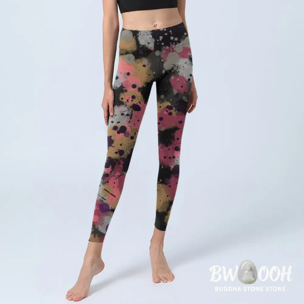 BWOOOH printed yoga leggings - Splatter Print Exercise Leggings Women&
