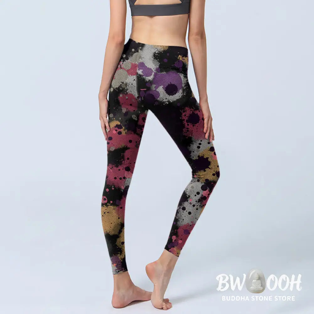 BWOOOH printed yoga leggings - Splatter Print Exercise Leggings Women&