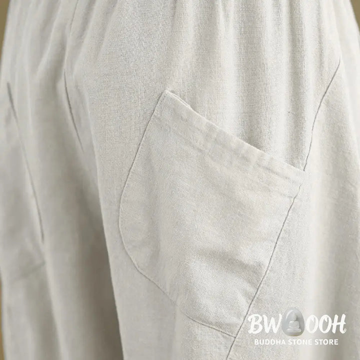 Buddha Stones Spring 7-8 Length Solid Color Women’s Cotton Linen Harem Pants With Pockets - Women’s Harem Pants